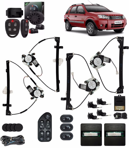 Vidro Eletrico Ecosport Completo Alarme Positron Travas