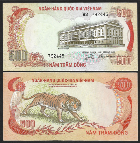 Grr-billete De Vietnam Del Sur 500 Dong 1972 - Tigre