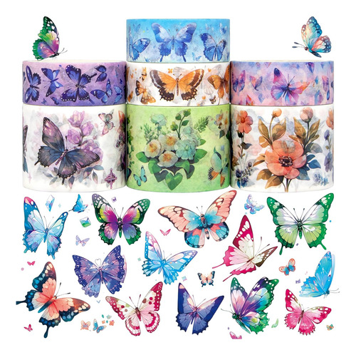 Juego De Cintas Washi De Mariposas, Pegatinas De Colore...