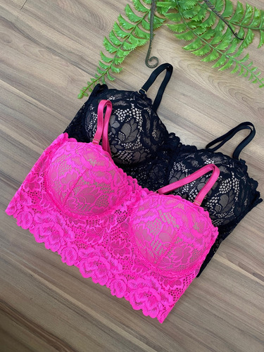 Kit 2 Top Cropped Feminino New York Em Renda Com Bojo Luxo