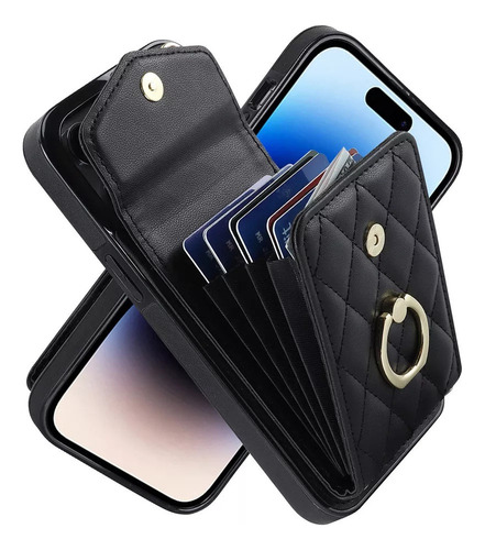 Funda De Piel For Iphone16/15pro Funda Cartera Con Correa