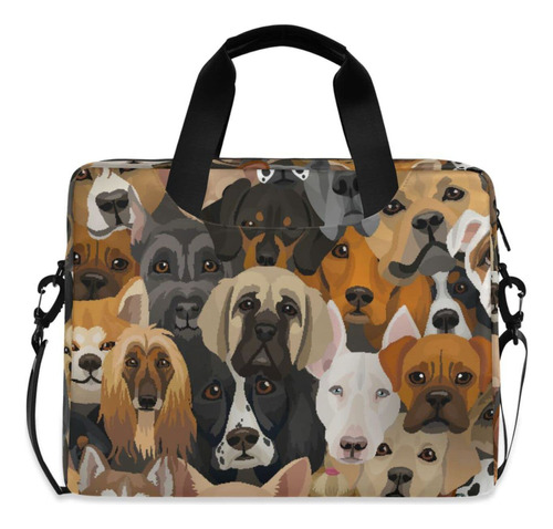 Bolso Hombro Para Laptop Estampado Perro Correa Extraible 13