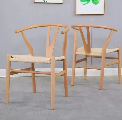 Silla Wishbone Con Asiento De Soga Ratan Natural - Nordico