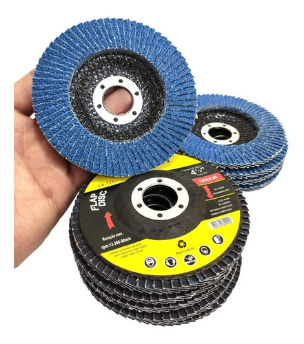 Imagem 6 de 9 de Kit 10 Disco Lixa Flap Grao 60 115x22 Lixadeira 4.1/2 X 7/8