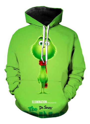 Conjunto De Navidad Grinch Zip-up Cardigan Con Capucha 3d