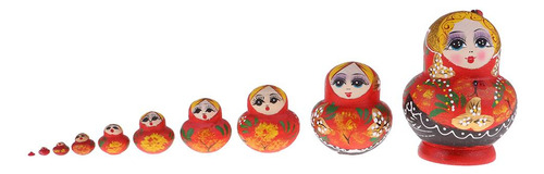 10pcs Rojo Mujer De Rusa Matryoshka Muñeca De Juguete De