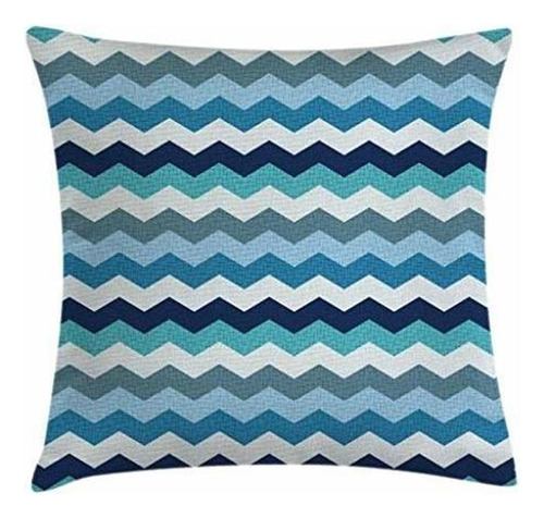 Ambesonne Aqua Throw Pillow Cojín, Rayas Geométricas En Zig