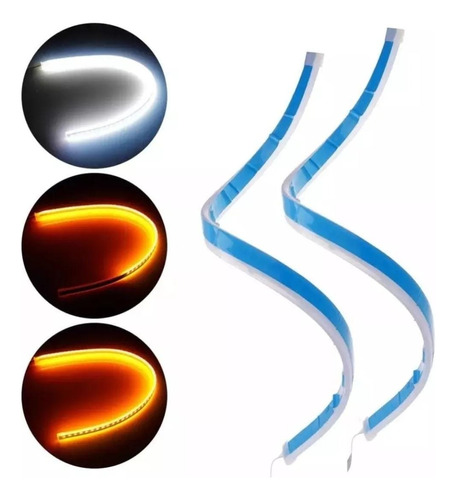 Par Cinta Led Drl Doble Color Para Farola Exterior 60 Cm