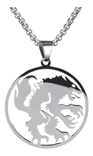 Collar Hombre Lobo Color Plata Acero Inoxidable Hombre Mujer