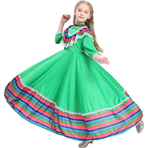 Vestido De Niñas Faldas Largas Estilo Mexicano Trajes ...