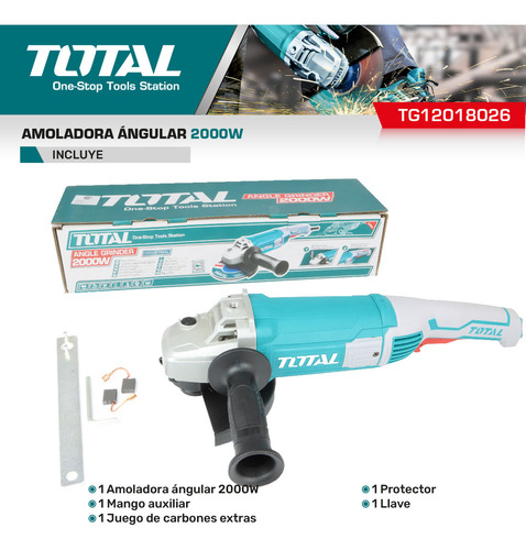 Amoladora Angular Industrial 2000w 180mm Total Color Turquesa Frecuencia 50 Hz/60 Hz