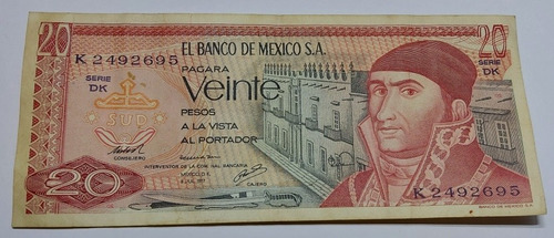 Billete Antiguo De 20 Pesos