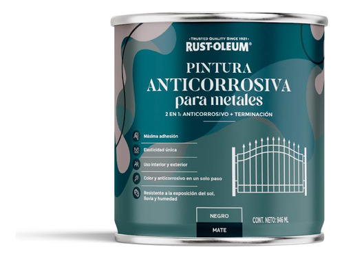 Rust-oleum Pintura Anticorrosiva Para Metal Negro Mate 946 M