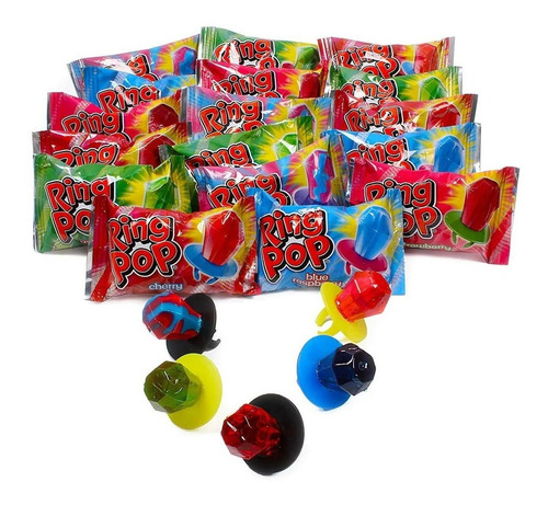 Caramelo Macizo Ring Pop 12pz En Forma De Anillo