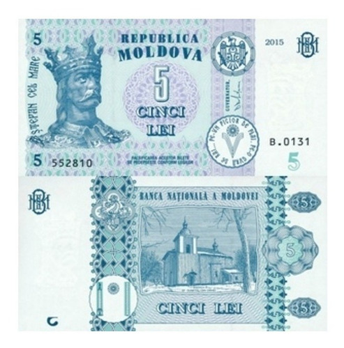 Billete De Moldovia, 5 Lei, 2013, Unc. Jp