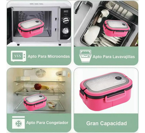 Ch Fiambrera De Doble Capa Con Compartimentos Lonchera Bento