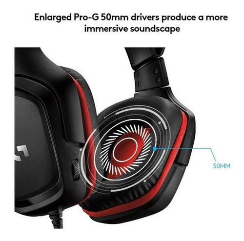Audífonos gamer Logitech G Series G332 black con luz rojo