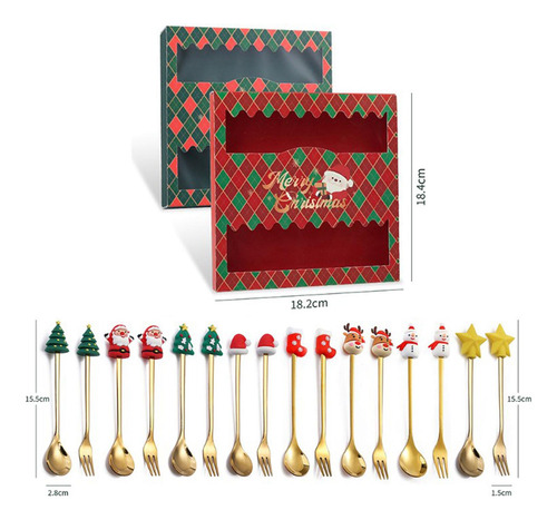 3 Juego De Tenedores De Cucharas De Navidad De 6 Estilo C