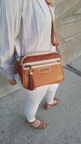 Comprar Cartera Bandolera De Cuero Croco Modelo Bari. Carmenalle Marrón Claro Lisa Oro Marrón Claro