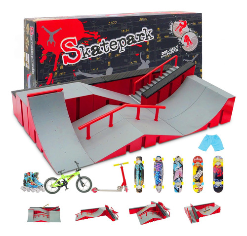 Kit Parque De Monopatín De Dedo 9 En 1 Con Rampa