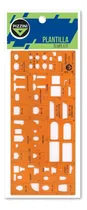 Comprar Plantilla De Figuras Baños Sanitarios Pizzini Escala 1:50 Color Naranja