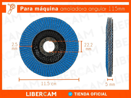 Imagen 4 de 10 de Set X10 Disco Abrasivo Flap 115mm Grano 40/60/80/100