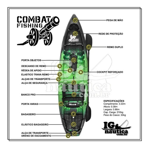 Imagem 3 de 6 de Caiaque Para Pesca Brudden Náutica Combat Fishing Pro