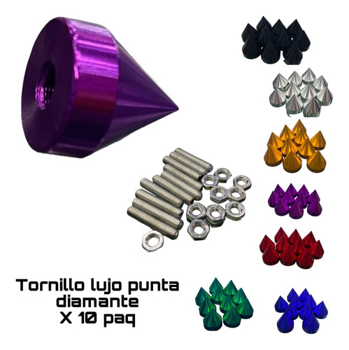 Tornillos De Lujo Punta Diamante Full Color Moto/carro Set10