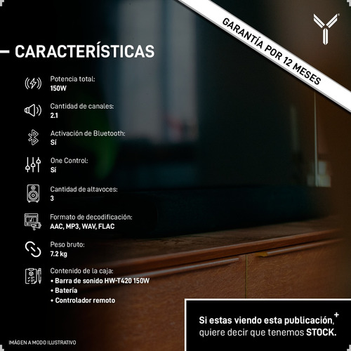 Barra De Sonido +subwoofer Hw-t420 150w Dolby Digital 2.1 Bt