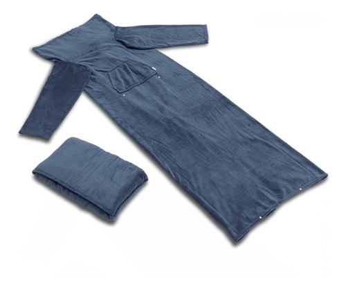 Frazada Con Mangas Y Bolsillo, Ligera Y Calientita Color Gris Diseño De La Tela Confort