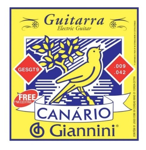 Encordoamento Guitarra Giannini Canario 009 Mi Extra Gesgt9