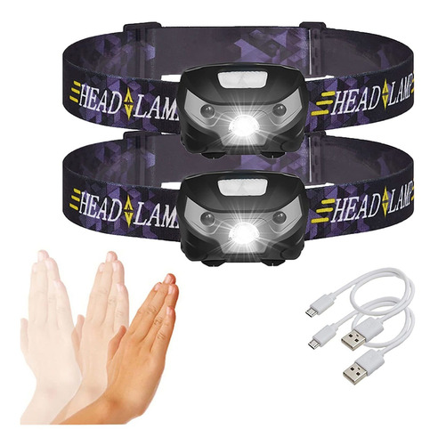 Simple Deluxe 2-pack Led Linterna Frontal Recargable Luz