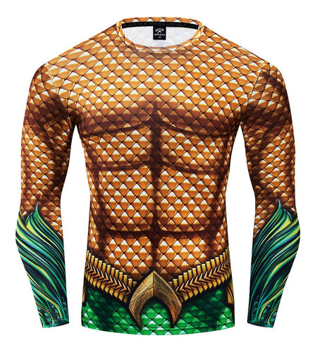 Camisa De Compresión Para Hombre Con Estampado Aquaman