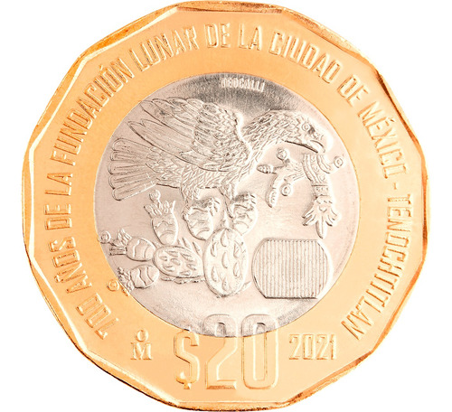 Moneda 20 Pesos 700 Años Fundacion Tenochtitlan 2021