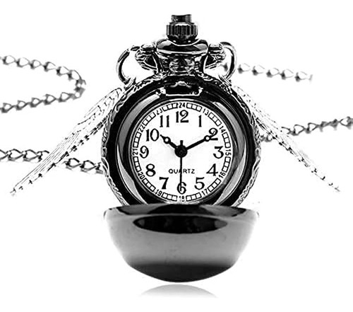 Collar Harry Potter Snitch Negra Con Dije Reloj Hermione 