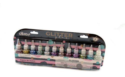 Pegamento Con Brillantina Glitter Decorar Pintar 12 Colores