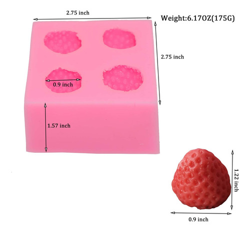 4pc Moldes De Silicona Para Gelatina C Forma Frutas Fresa
