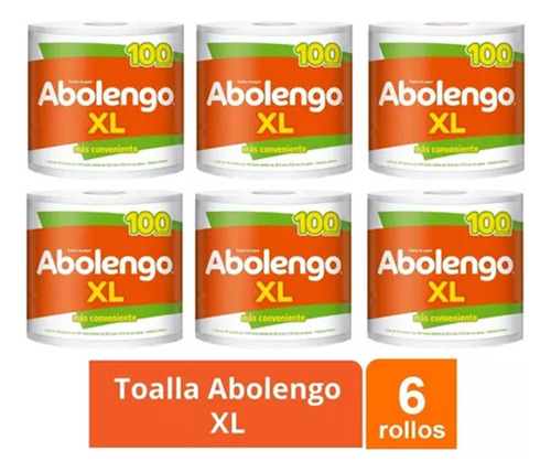 Toalla De Papel Abolengo Xl 6 Rollos Gigantes 100 Metros C/u