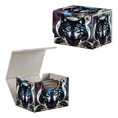 Heakierg Moon Wolf Card Deck Box Organizador, Más De 100 Ta