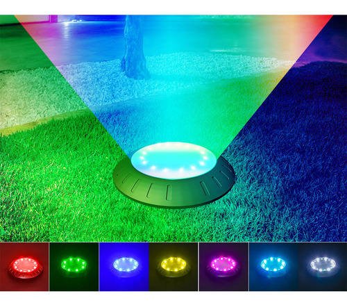 Luces De Suelo Para Exteriores Con 16 Led, Multicolor, Cambi