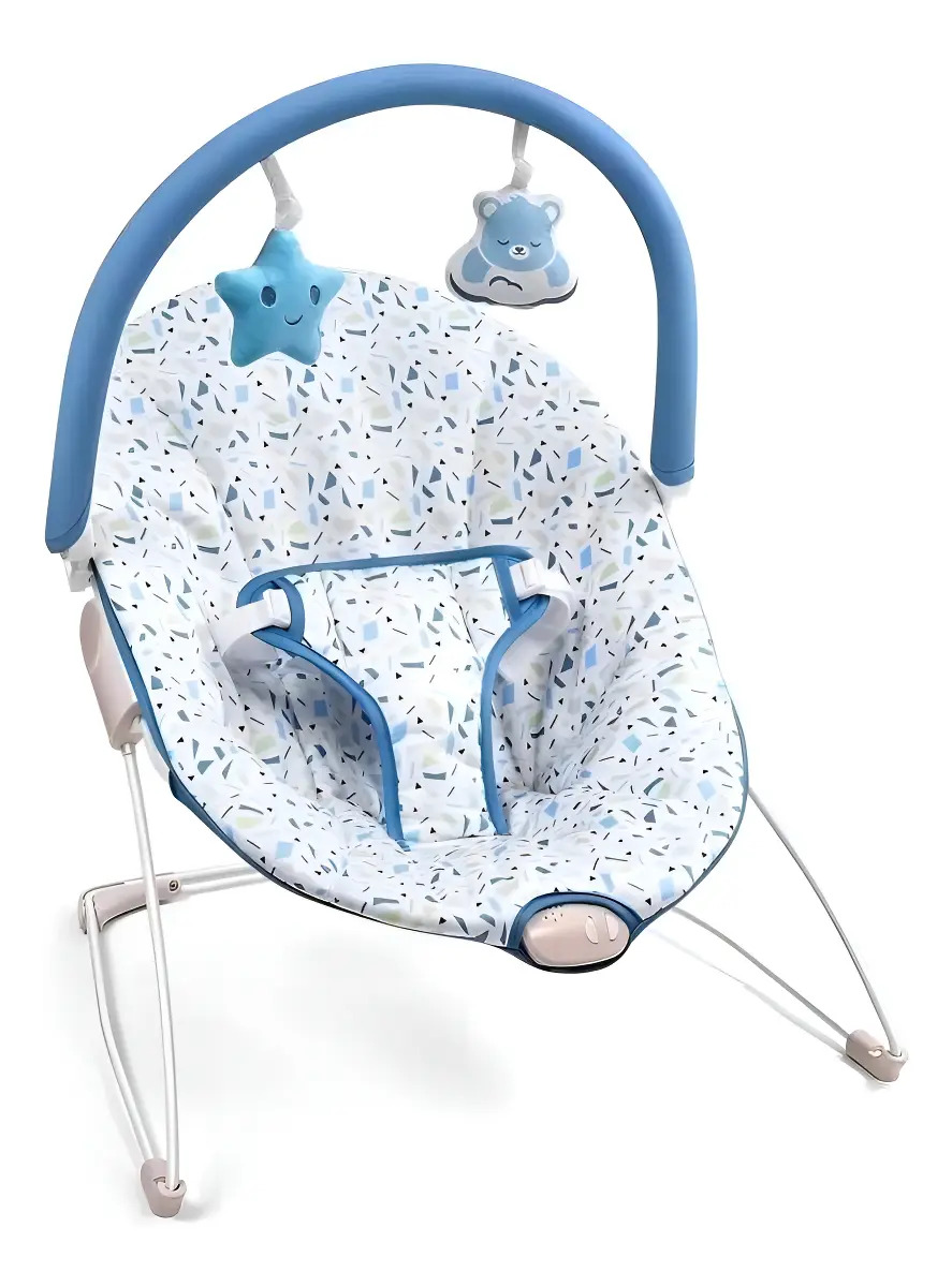 Cadeirinha Para Descanso Multikids Baby Nap Time Reclinável Cor Azul Liso