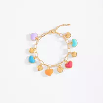 Comprar Pulsera Corazones Colgantes En Colores Esmaltado