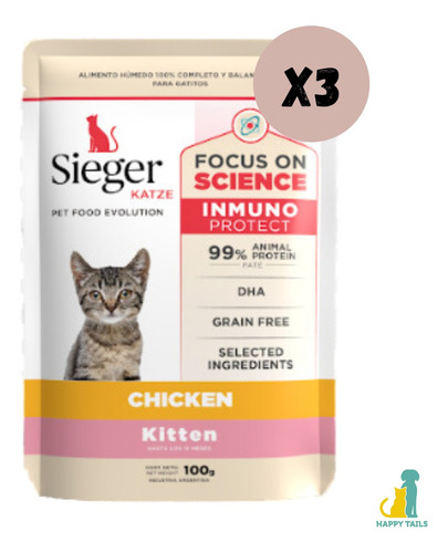 Sieger Katze Pouch Gatito Kitten - 36 Unidades X 100 Grs