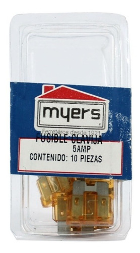 Imagen 2 de 5 de Fusible Clavija Automotriz 5 Amperes Blister 10 Pza 05005080
