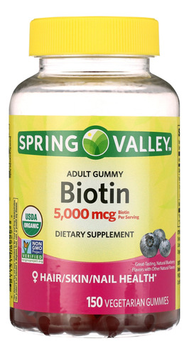 Biotin 5000 Mcg, 150 Gomitas Spring Valley Vegetarianas