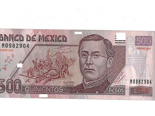 1 Billete De 500 Pesos Ignacio  Zaragoza   2008