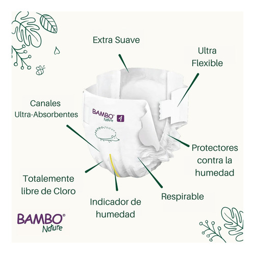 Caja Pañal Ecológico Bebe Bambo Nature 4, Paq.alto (144 Uni)