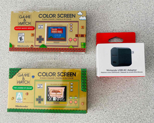 2 Sets Game & Watch Super Mario + Zelda + Cargador Original