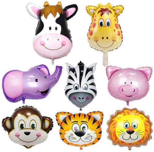 Globo Infantil Cabezas De Animales + 10 Globos De Regalo