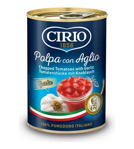 Tomate Cubeteado Con Ajo Cirio Importada Italia